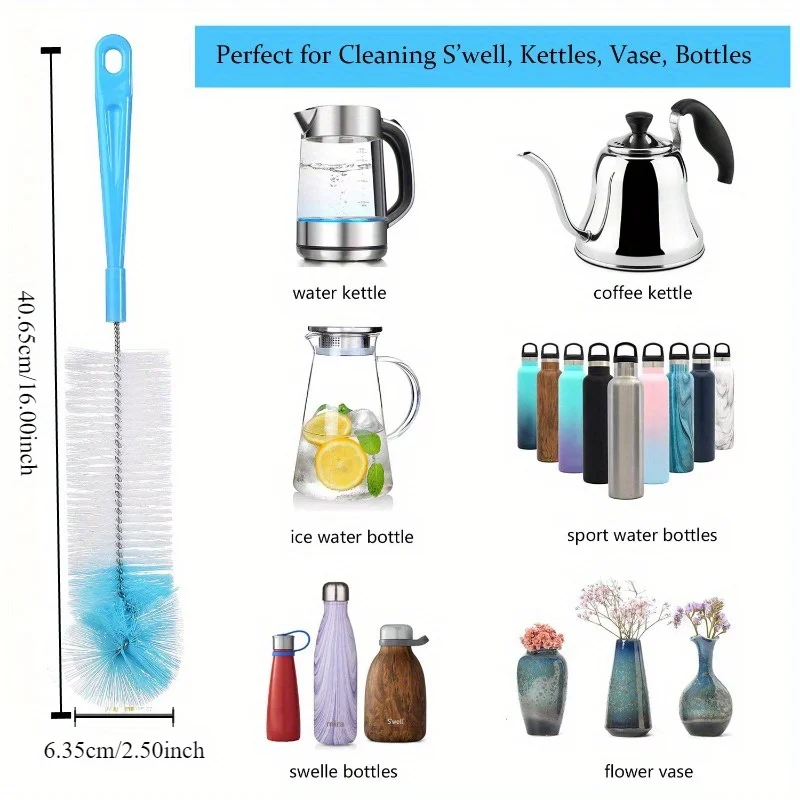 Set of 8 Bottle Cleaning Brushes - Long-Handled Cleaner for Beer Bottles, Thermoses,Sports Bottles, And Kettle Straw Brushes