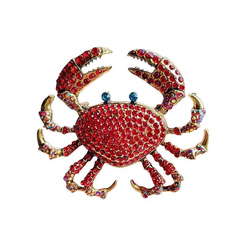 Wuli&baby Sparkling Cute Crab Brooches For Women Unisex Vintage 2-color Beautiful Sea Animal Party Casual Brooch Pins Gifts