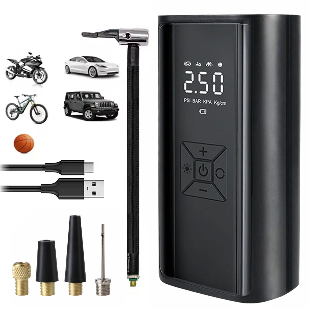 

Wireless Portable Tire Pressure Gauge LCD Display Tire Inflator 150PSI 120W Air Compressor Air Pump Digital With LED Light