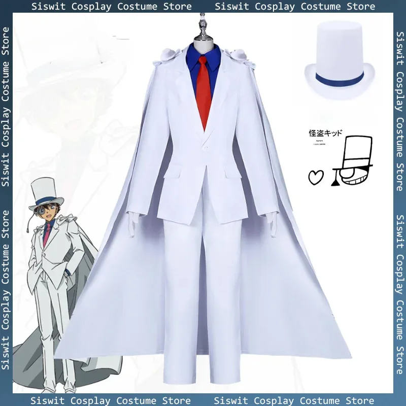 

Kaito Kiddo Costume Full Set Cosplay Hat Cape Props Accessories Holiday Party Anime Carnival Outfits Magicians Dress Up Uniform