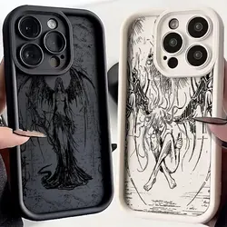 Luxury Black Angel Death Demon Phone Case for OPPO Realme 12 8 8i 7i 11 C11 C12 C15 C20 C21Y C33 C35 C53 C55 C63 C65 4G 5G Cover
