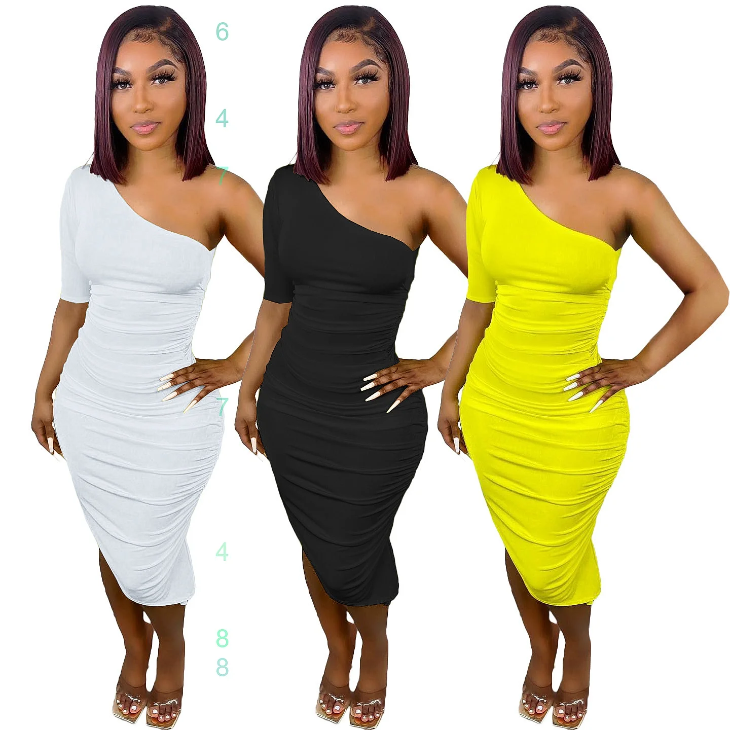 Einfarbiges Einärmeliges Gerafftes Unregelmäßiges Kleid Frühling Sommer Damen Jumpsuit Playsuit