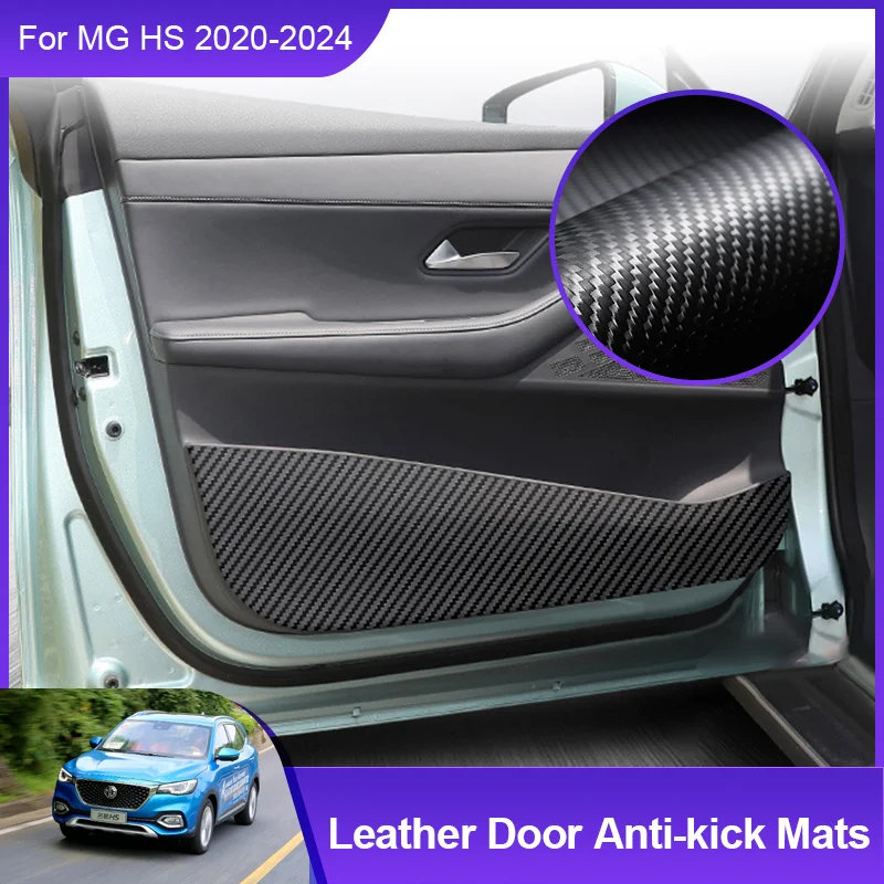 

for MG HS Accessories 2024 EHS Plug-in PHEV AS23 2020~2023 Carbon fiber Door Anti-Kick Mats Pad Anti Dirty Protective Stickers