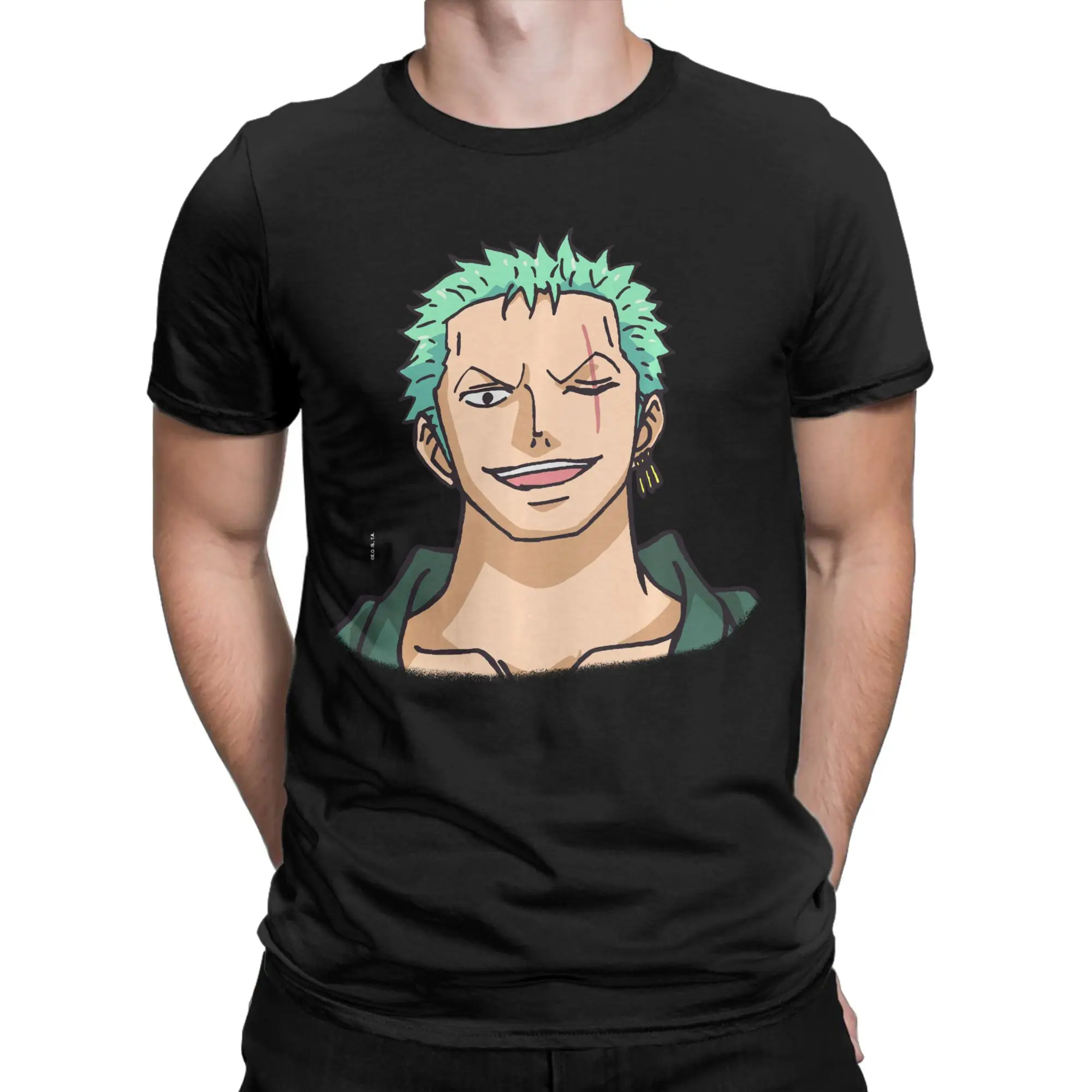 One Piece Anime Zoro Roronoa T Shirt Man  Vintage 100% Cotton T-Shirts Summer Round Neck Trending Tees Cheap Big Size Tops