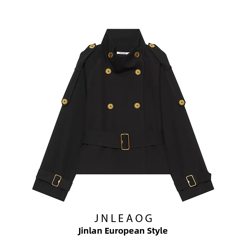 Fashionable Street Style Women's Coat Double Row Buttons Elegant Design Summer New Arrival Polyester Fiber Regular Length