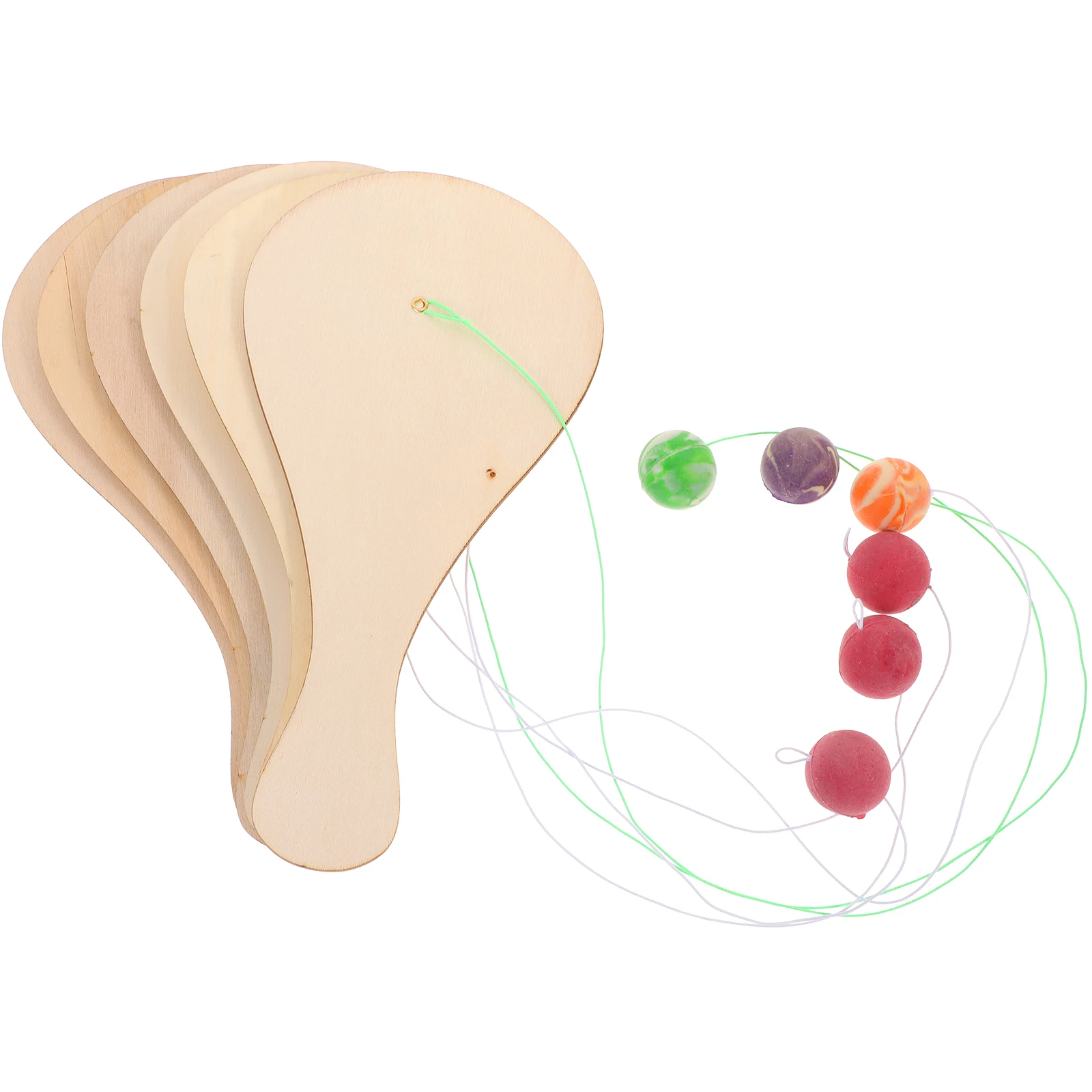 6Pcs Wood Paddle Ball Indoor Outdoor Children DIY Graffiti Paddle Ball Game for Hand Coordination Kids Toys Toy Balls for Kids