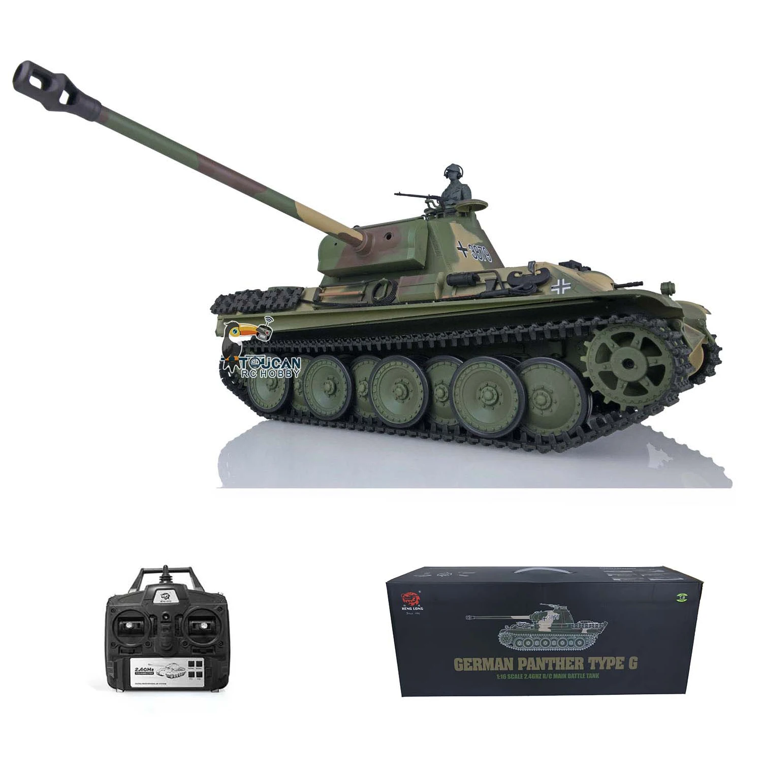 2.4G Heng Long 1/16 Scale 7.0 Plastic German Panther G RTR RC Battle Tank Model 3879 Toys Gifts for Boys TH17485