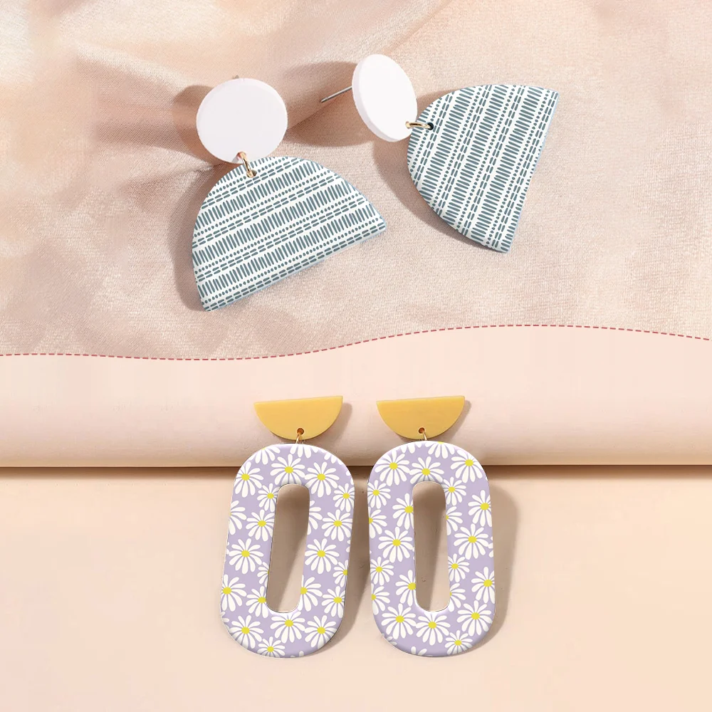 زهرة الهندباء يرتجف النقاط خط نمط لينة السيراميك أقراط نقل المياه ورقة ملصق لصنع المجوهرات