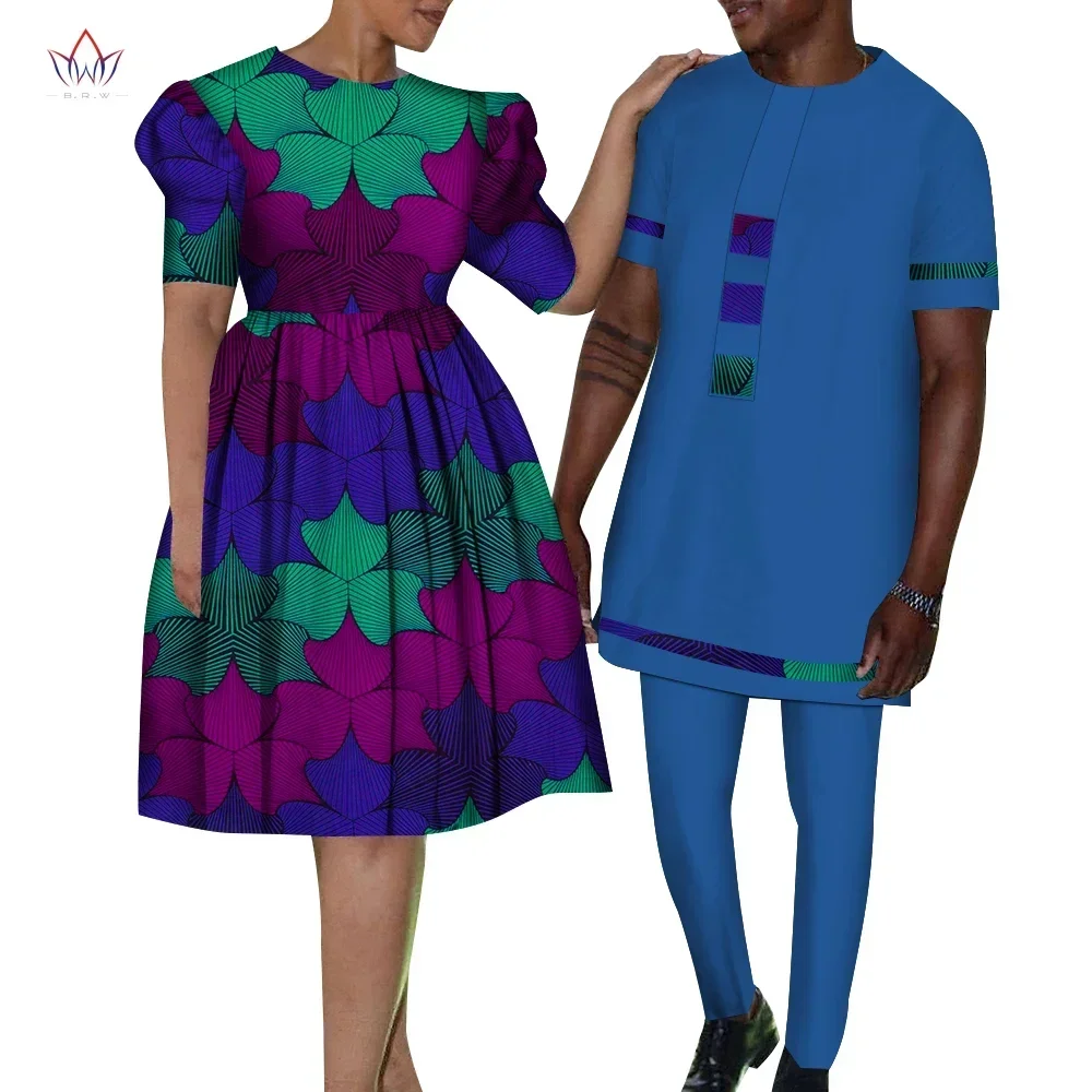 

African Clothes for Couple Matching Clothing Husband Wife Lovers Couples Dresses for Wedding Outfits WYQ904