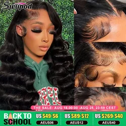 Swupod 200 Density 13x6 Body Wave Remy Human Hair 13x4 HD Lace Front Wig for Women Natural Black Frontal Glueless Pre Plucked