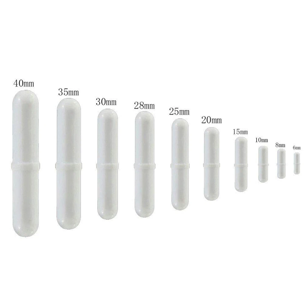10Pcs PTFE Magnetic Stirrer Mixer Stir Bar Spinbar Stirring for Lab Use White Color