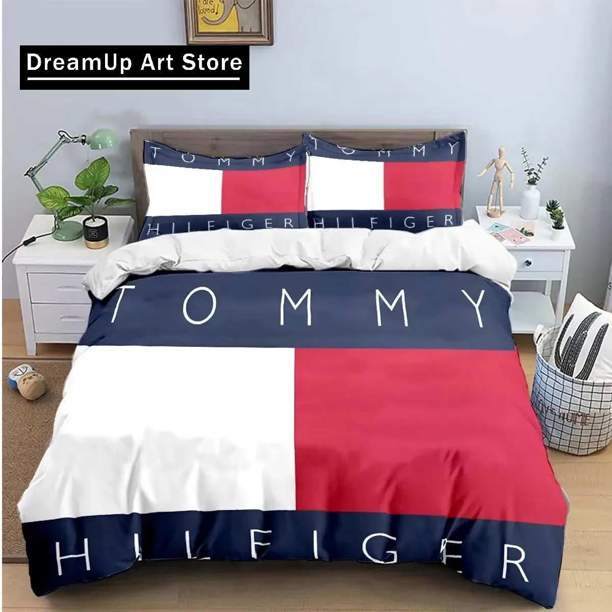 Fashion Exquisite Logo T-H Digital Printing Bedding Set Boys Girls Twin Queen King Size Duvet Cover Pillowcase Bed boys Adult