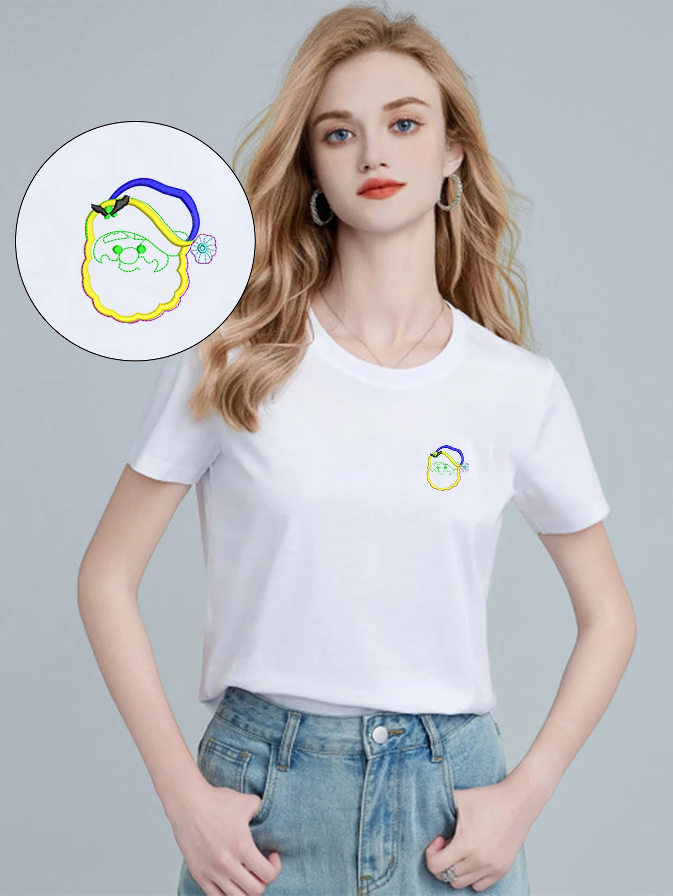 

Merry Santa Men & Women's Embroidered T-Shirts – Holiday-Themed Cotton T-Shirt with Premium Embroidery for Xmas Events