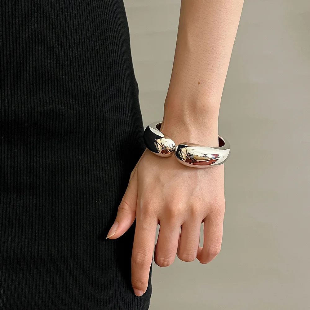 

Metal Smooth Double Water Drop Chunky Adjustable Cuff Open Bracelet Bangles for Women Trendy Vintage Jewelry Accessories
