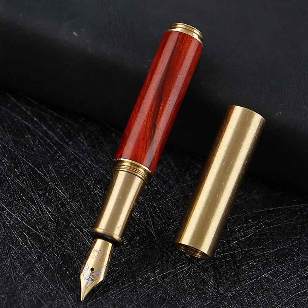 Mini Pocket Wood Fountain Pen Metal Business Office Portable Ink Supplies Pen School Supplies Writing Gift Stationery