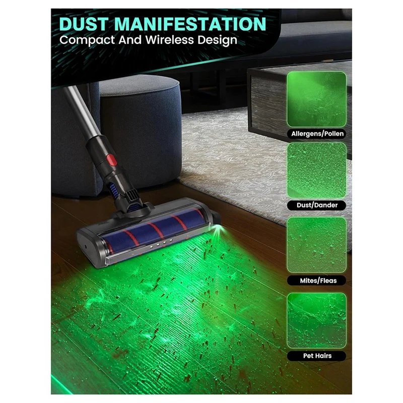 Rechargeable Vacuum Cleaner Dust Display Light, Reveal Pet Fur Hair, Vacuum Parts Accessories Universal Lamp Grey