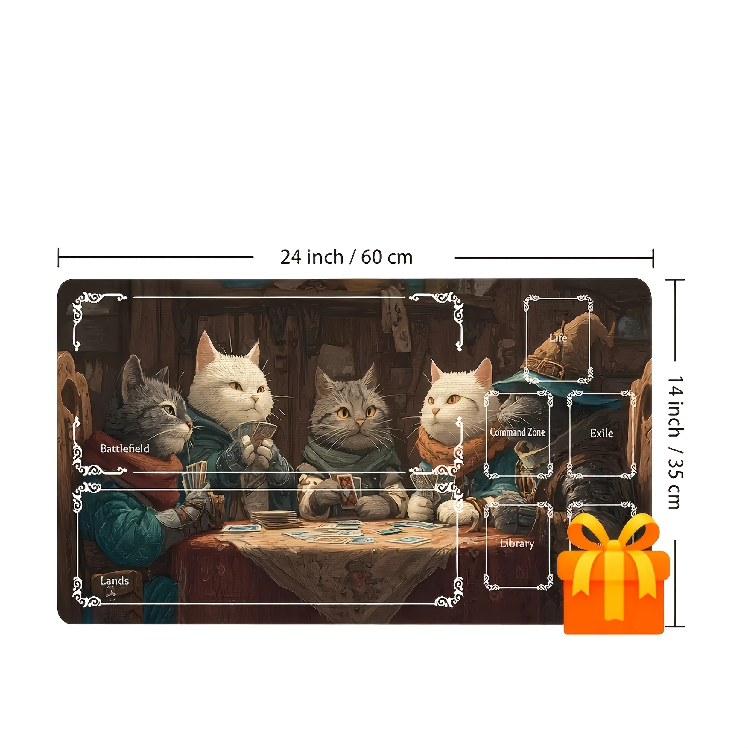 Vintage Cat Poker TCG Playmat  Non-slip Desk Pad Extended Key boardMat for PC Laptop Gamer Office Smooth Durable Gaming MousePad