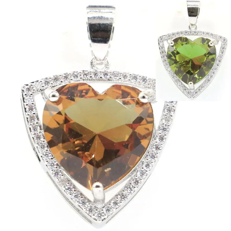 Buy 5 Get 1 Free 31x21mm Big Gemstone created Zultanite Changing Color Alexandrite Topaz Pink Kunzite CZ Silver plated Pendant