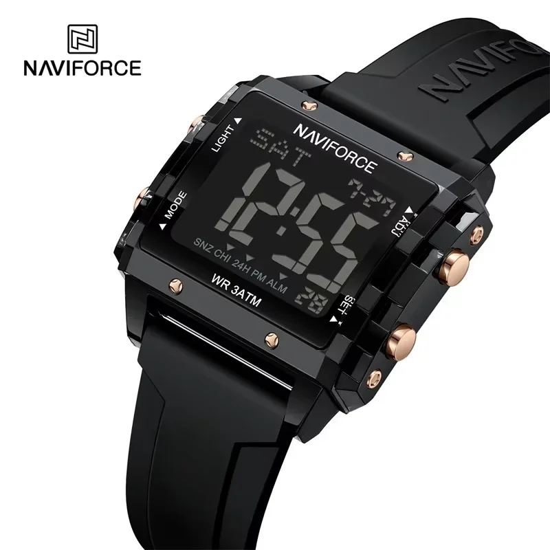 Часы NAVIFORCE для женщин, цифровые модные повседневные водонепроницаемые силиконовые ремешки, женские ЖК-дисплеи с датой, спортивные наручные часы Relogio Feminino