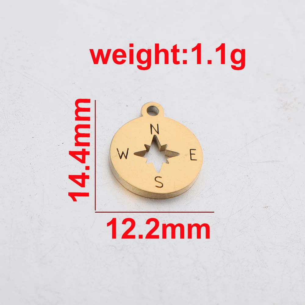 10pcs/lot Mirror Polished Stainless Steel Sea Compass Charms Classic Compass Pendant DIY Accessory Jewelry  Making