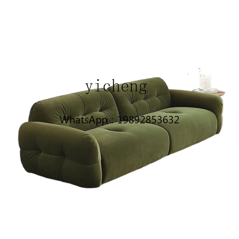 ZZ XL Light French Retro Fabric Sofa Living Room Green Straight Row Double Combination