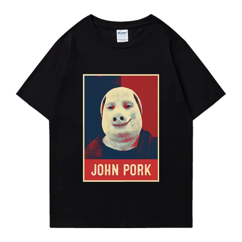 John Pork Is Calling Funny Answer Call Phone T-Shirt Humor Pig Meme Design Summer T Shirt Cute Animal Oversized O-Neck T-shirts