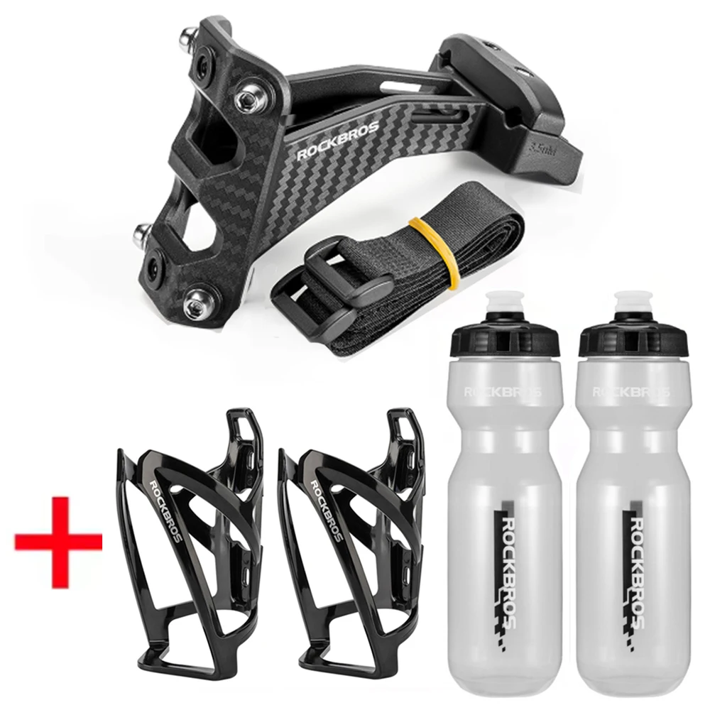 ROCKBROS Fahrrad-Flaschenhalter aus Carbon-Imitat, Fahrrad-Adapter, Sattel-Doppelbecherhalterung, Sitzverlängerung