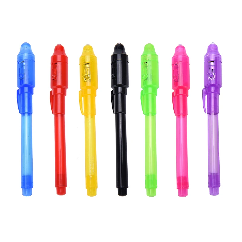 UV Light Pen Invisible Ink Security Marker Pen With Ultra Violet LED Blacklight for Writing Pad Kids Child Drawing Painting