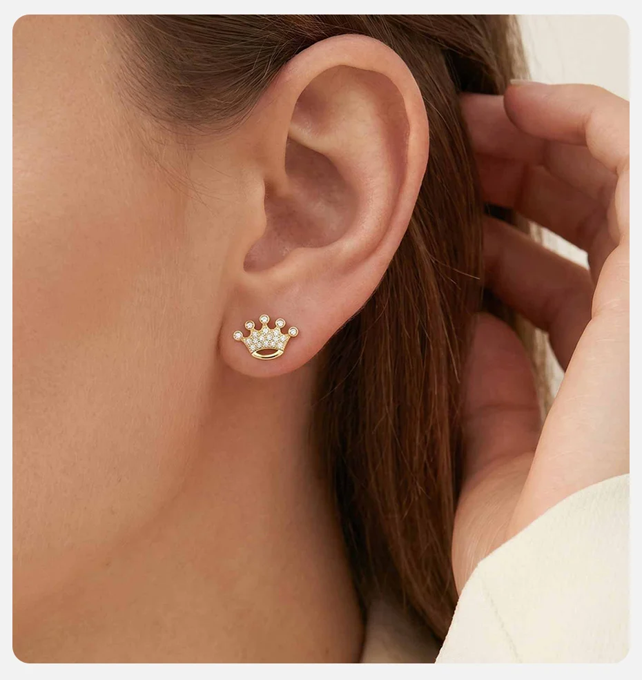 Vnox Trendige Kubische Zirkonia Elefanten-Ohrringe für Frauen 18K Vergoldete Niedliche Herz-Blumen-Ohrstecker Piercing-Ohrringe Täglicher Schmuck – Detail 4