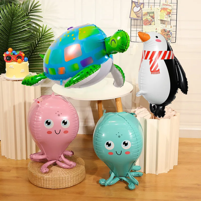 Animali dell'oceano Palloncini in foglio di alluminio Delfini Tartarughe Squali Elio Galleggiante Palloncini per feste di buon compleanno Baby Shower Puntelli per foto