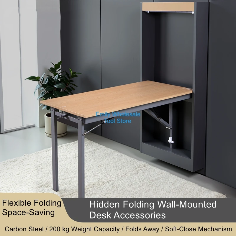 Folding Dining Table Hardware; Storage Rack for Small Apartments; Telescoping, Multifunctional, Hidden Wall-Mounted Table