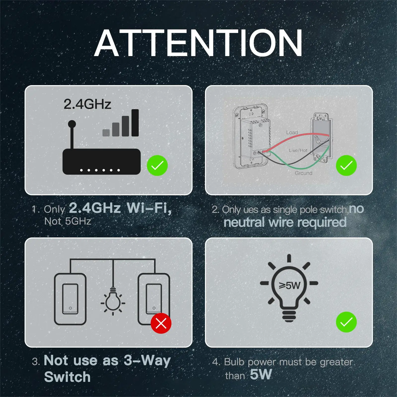 MOES Smart Light Switch No Neutral Wire Required, No Capacitor and No Hub Required,Wi-Fi Switch Work with Alexa and Google Home