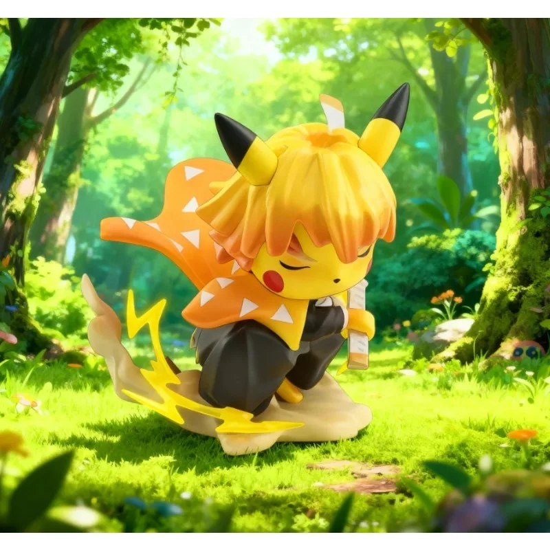 

Agatsuma Zenitsu Cross-dressing Pokemon anime Pikachu Collectable Vinyl Figure Gift Idea PVC Action Doll Model Figure