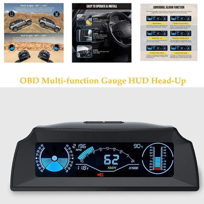 Digital Speedometer Slope Display Car OBD Multifunction Gauge HUD Head-Up Vehicle Accessories High Drop shipping