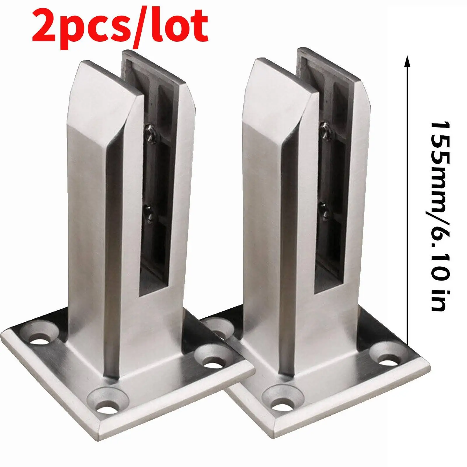 2pcs Steel Glass Clip Clamp Bracket Floor Standing Glass Balcony Railing Balustrade Post Clamp Pool Clips Stairs Without Screws