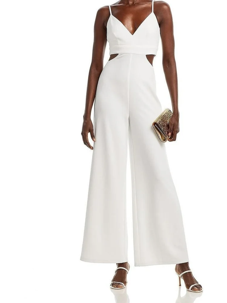 

Sexy V-Ne Strap Bridesmaid Casual Ele High Waist Wide Leg Pants Suit Versatile Long Pants Polyester Fiber