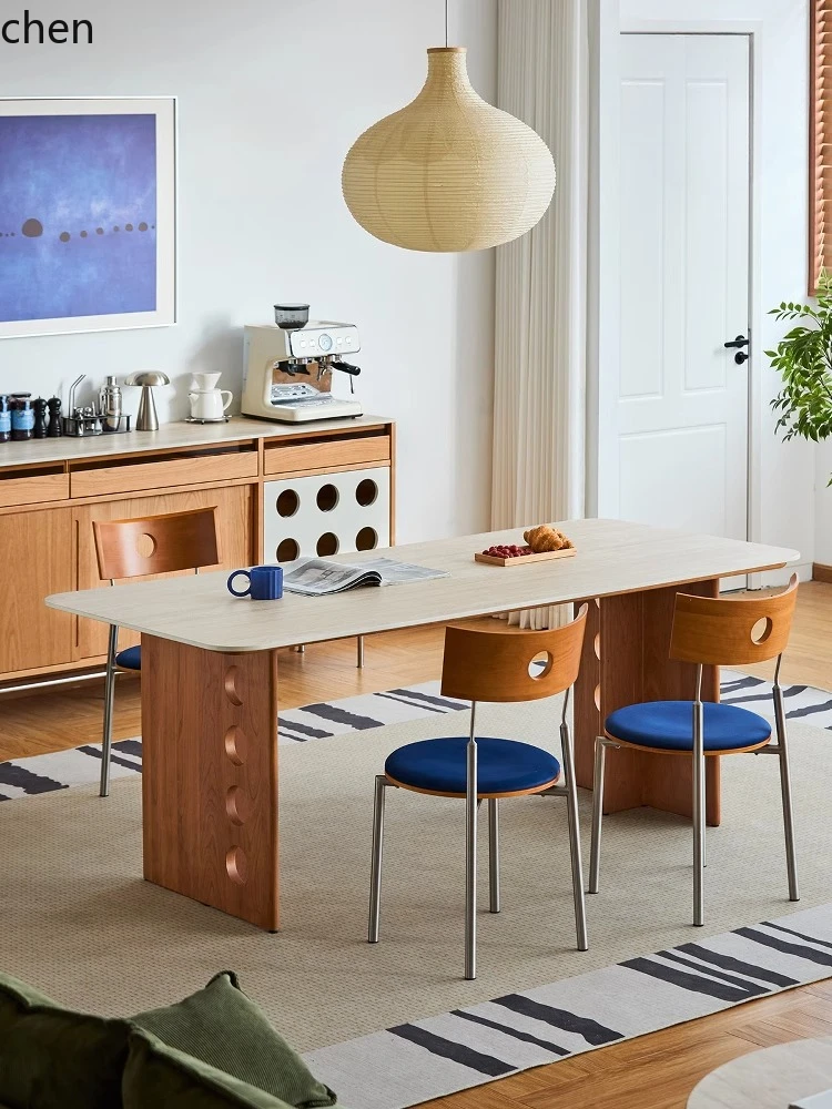 

ZML Rock Slab Dining Table Household Small Apartment Dining Table Workbench All Solid Wood Dining Table and Chairs
