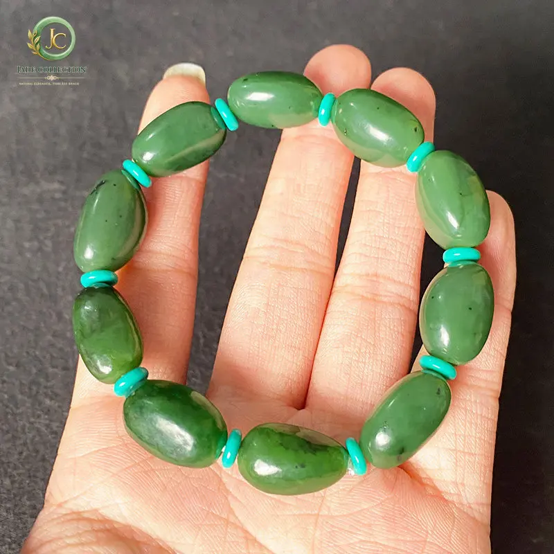 Xinjiang Hetian jade seed material jasper random bracelet men's and women's single circle natural jade Wenwan bracelet accessori