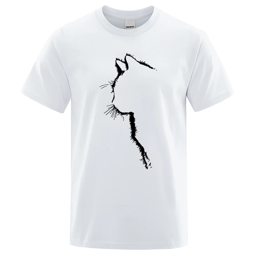 100% Baumwolle T-shirts für Männer Lustige Gedruckt Coole Katze Tier T Shirts Übergroßen Lose Kurzarm T-shirt Männliche Hip Hop Streetwear