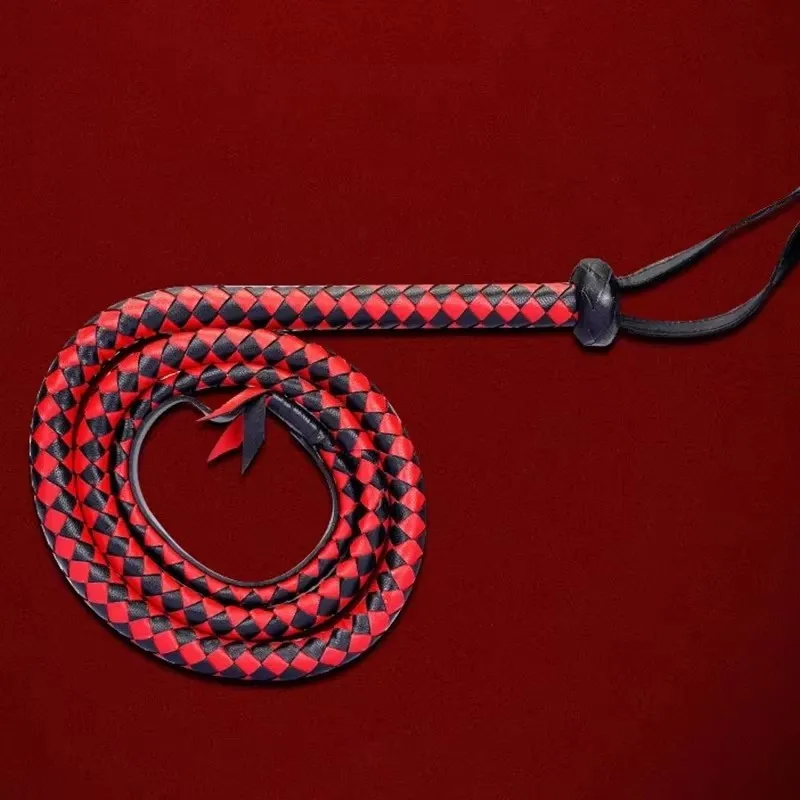 186cm Genuine Leather Bull Whip - Heavy-Duty Horse Whip for Equestrian Riding, Training & Cattle Driving