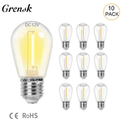 12V Low Voltage Led Replacement Bulb S14 1W Plastic E27 DC12V Outdoor Shatterproof Solar String Light Bulbs For RV Camper Marine