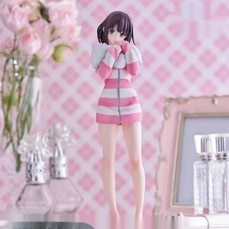 Anime Character Action Figures Short‑Hair Pink‑White Striped Pajamas Pvc Figure Statue Collectible Doll Desktop Decoration Gift