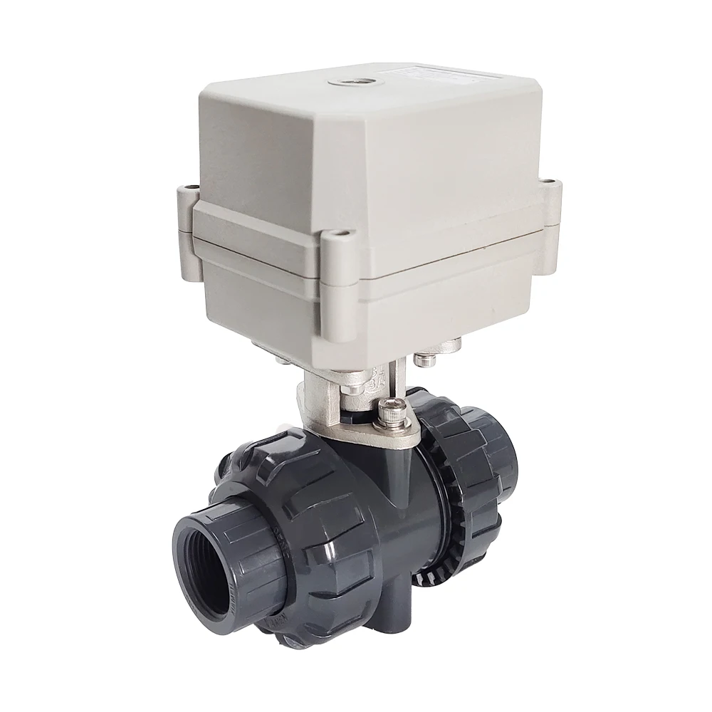 Imagem -03 - Válvula Elétrica Upvc para Fluidos Químicos Ligado e Desligado Engrenagens de Metal Dn20 Dc12v 24v Fios Fios Fios 10nm 15 Sec