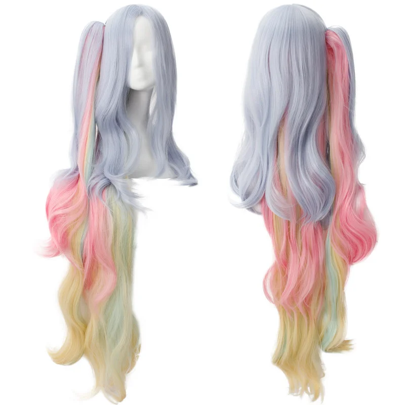 

Anime No Game No Life Shiro 110cm Long Multi-color Synthetic Hair Cosplay Costume Wig With A 90cm Chip Ponytail