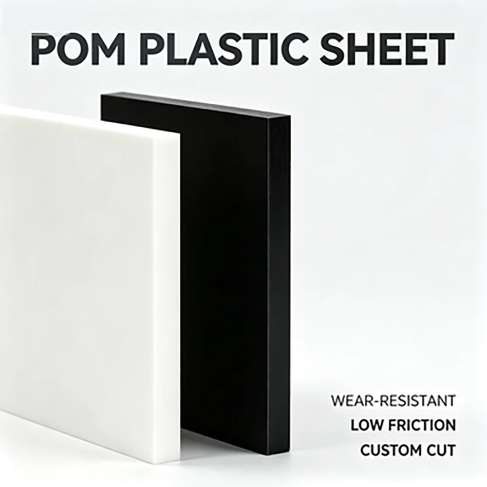 Black White POM Plastic Sheet, Wear‑Resistant Low Friction Solid Board for Mechanical Parts Model Making, Custom Cut Available
