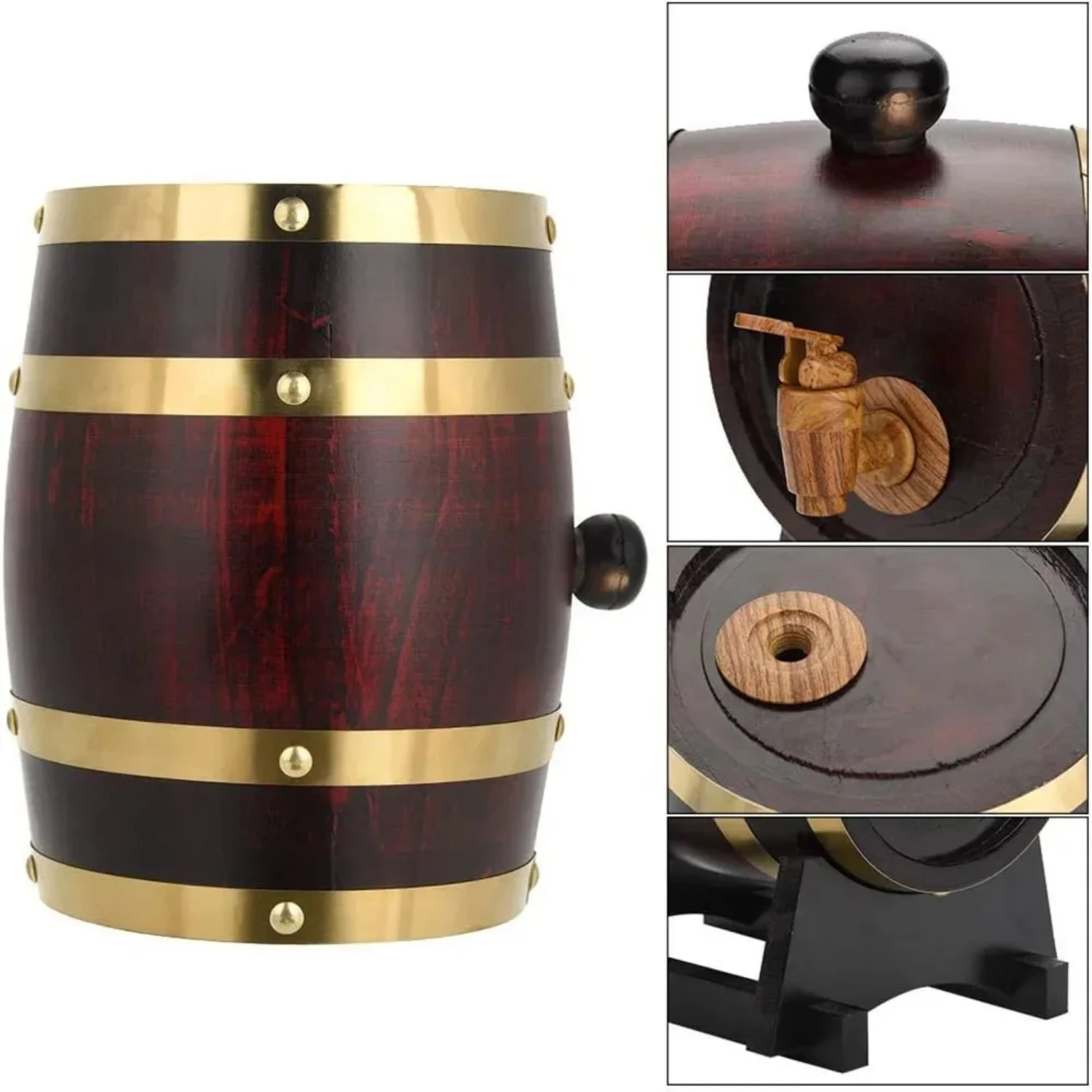 

3L Wooden Cask Oak Wine Beer Brewing Tools Keg Tap Dispenser Rum Whiskey Tools Whiskey Cask Brewing Tools