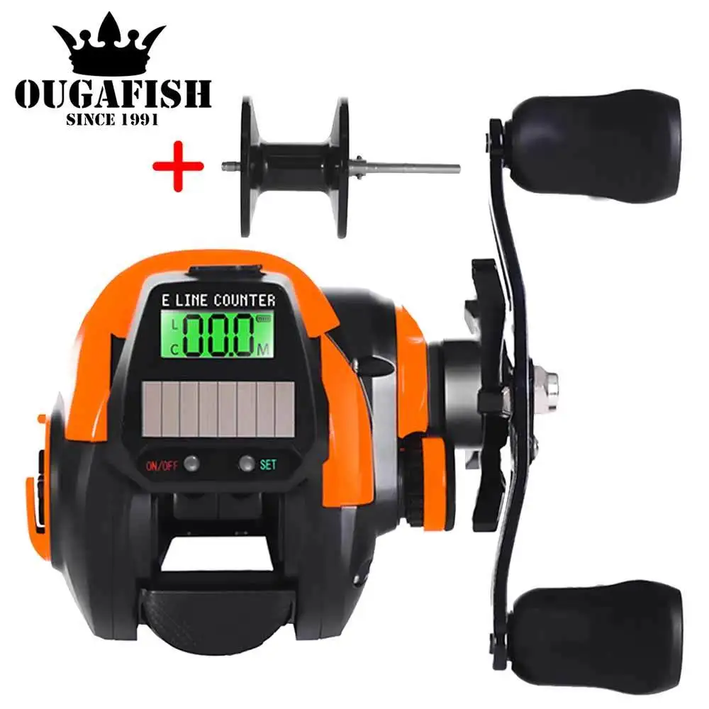 USB And Solar Charging Electronic Baitcasting Fishing Reel Led Screen 7.2:1 Saltwater Waterproof Cast Drum Casting Carretilha