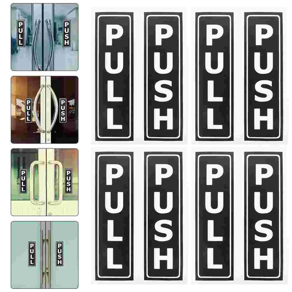 8 Pcs Sliding Door Logo Sticker Signs for Office Stickers Rubbish Bin Hook Pull Push Pvc Decors Knob Hanger