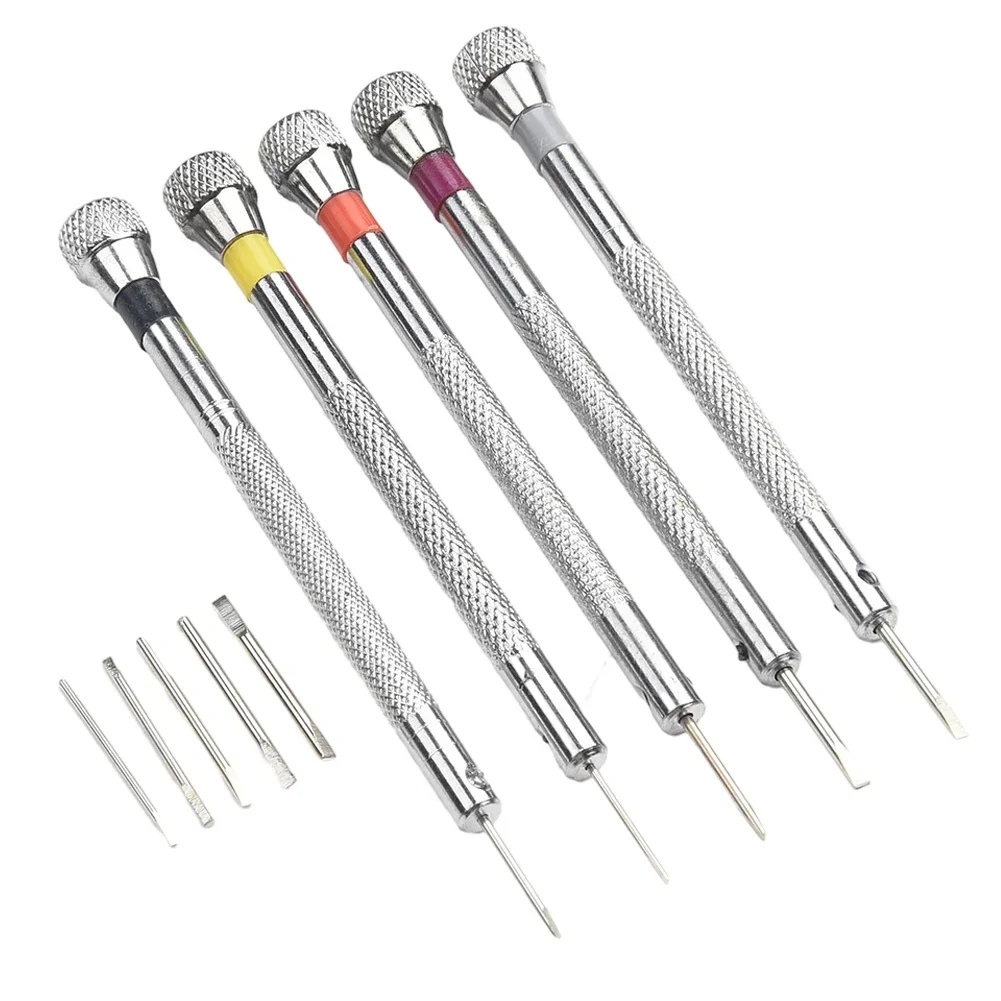 5pc Precision Screwdriver Slotted 0.8/1.0/1.2/1.4/1.6 Mm Steel For Watchmaker Jewelry Repairer Electronics Hand Tool Repair Tool