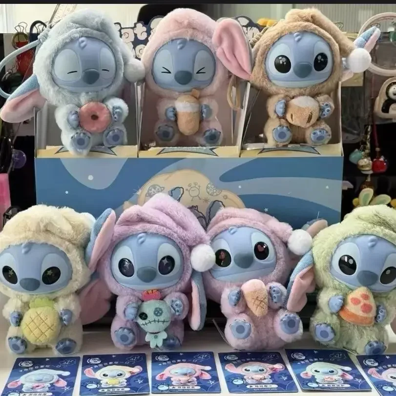 

Disney Stitch Eat Something Before Sleep Series Слепая коробка Плюшевые виниловые игрушки Милая кукла Реплика Mystery Box Сумка Подвеска Декор Подарок